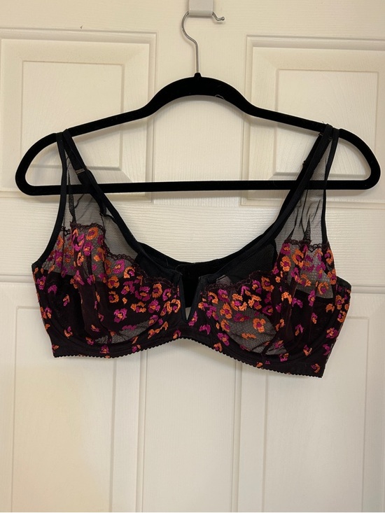 Savage X Fenty Other - Savage X Fenty Black Sheer Bra with Pink & Orange Floral Embroidery 40D
